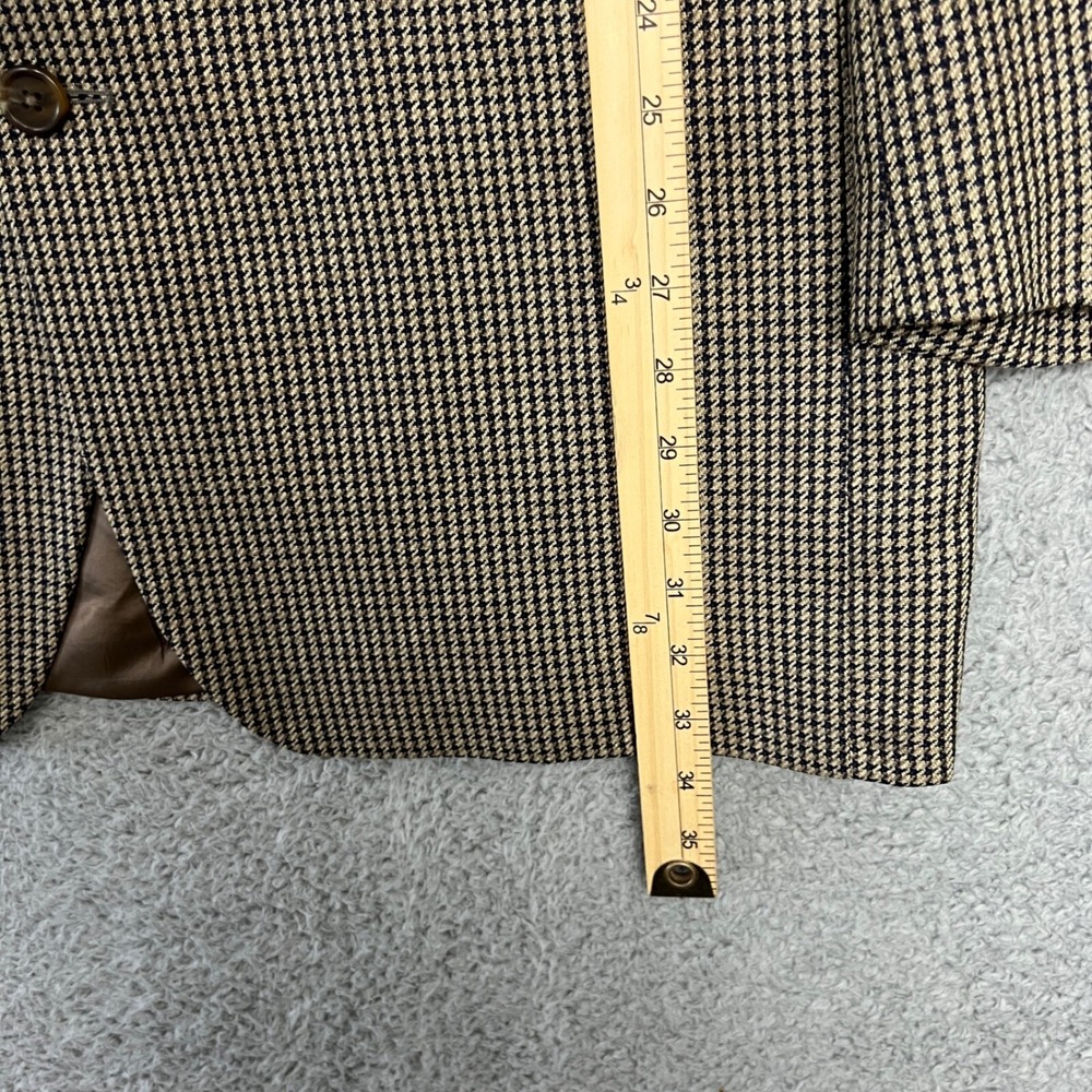Chaps Ralph Lauren Blazer Mens 42R Brown Houndstooth Excellent Wool Sport Coat - Picture 14 of 15
